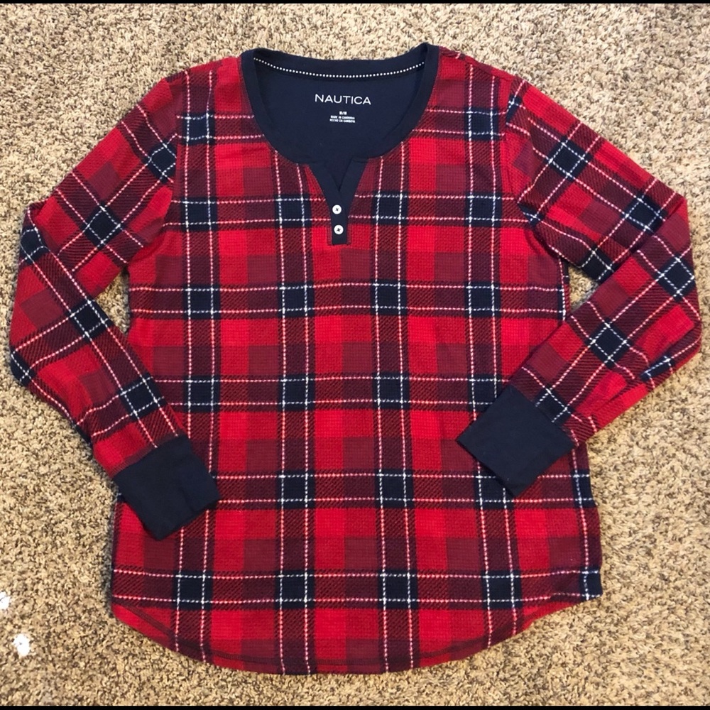 Nautica Long Sleeve Flannel Top sz Medium